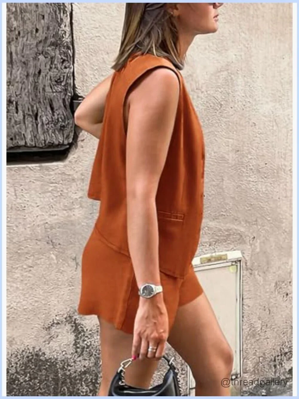Women's 2 Piece Vest & Shorts Set Button Down Sleeveless Casual Matching Summer